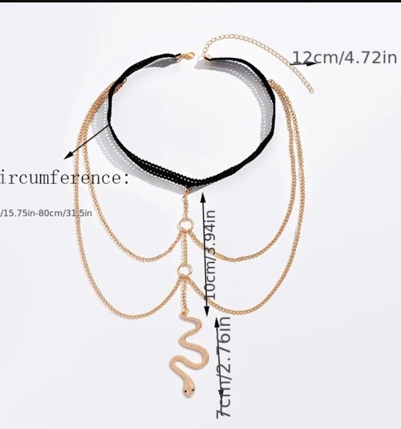 Altın Renk Zincir Detaylı Yılan Desenli Bacak Zinciri - Görsel 3