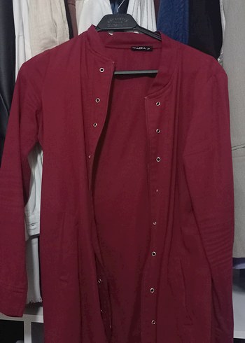 Bordo Düğmeli Midi Ceket