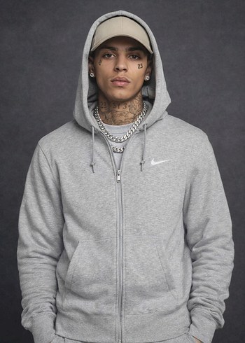 Gri Erkek Fermuarlı Sweatshirt - Görsel 2