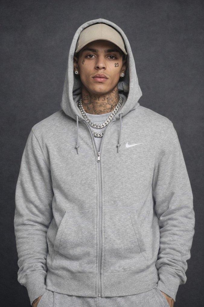 Gri Erkek Fermuarlı Sweatshirt - Görsel 2