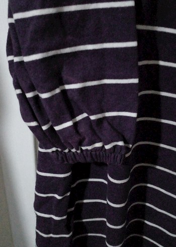 Mor Çizgili Uzun Kollu Hamile Elbisesi - Görsel 3