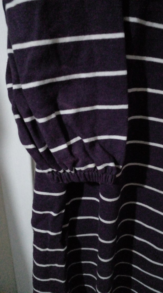 Mor Çizgili Uzun Kollu Hamile Elbisesi - Görsel 3