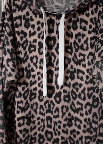 Leopar Desenli Kadın Uzun Kollu Salaş tunik - Görsel 2