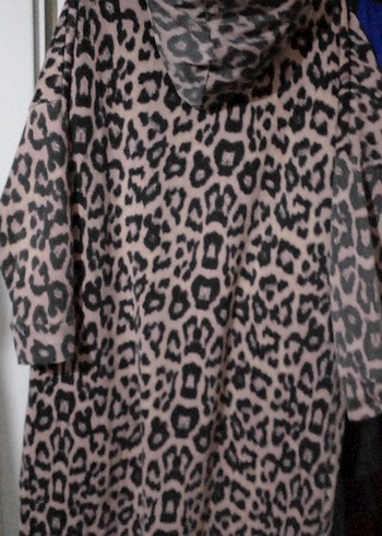 Leopar Desenli Kadın Uzun Kollu Salaş tunik - Görsel 7