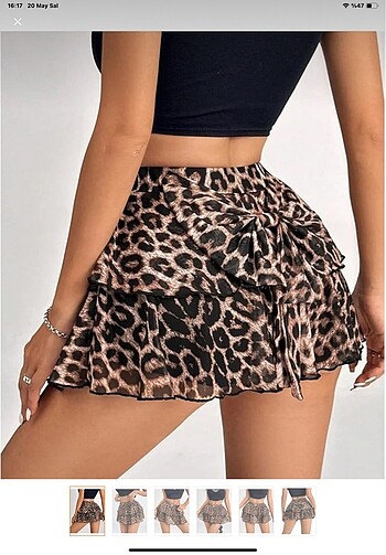 xs Beden Shein mini leopar desen şort etek