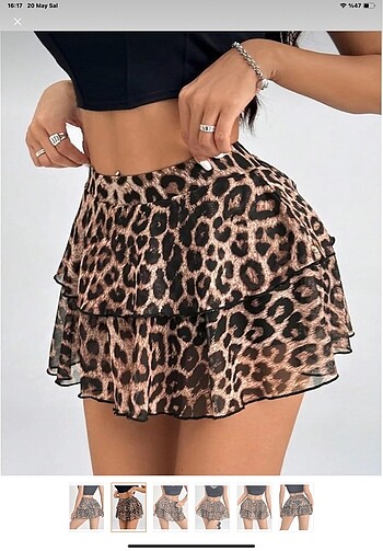 xs Beden siyah Renk Shein mini leopar desen şort etek