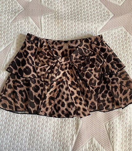 Shein mini leopar desen şort etek