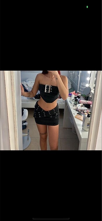 xs Beden siyah Renk Shein Siyah Mini Kot Etek