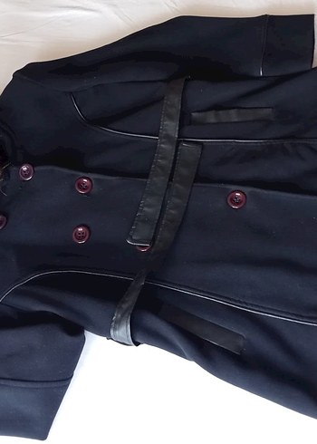 Düğmeli Siyah Midi Deri Goth Kaban - Görsel 4