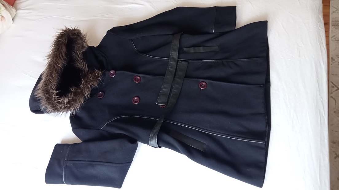 Düğmeli Siyah Midi Deri Goth Kaban - Görsel 4