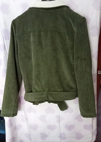 Kemerli, kısa kesim yeşil kadın ceket - Görsel 5