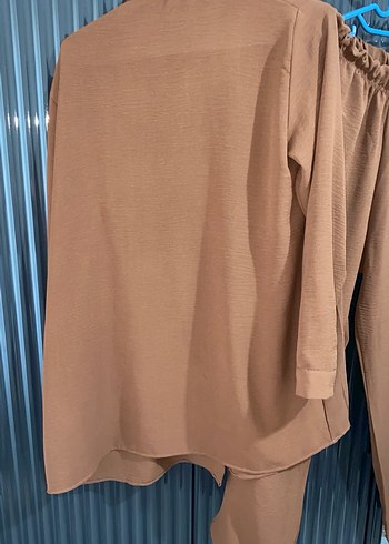 Camel kahve Uzun Kollu Düğmeli Kadın Tunik - Görsel 4