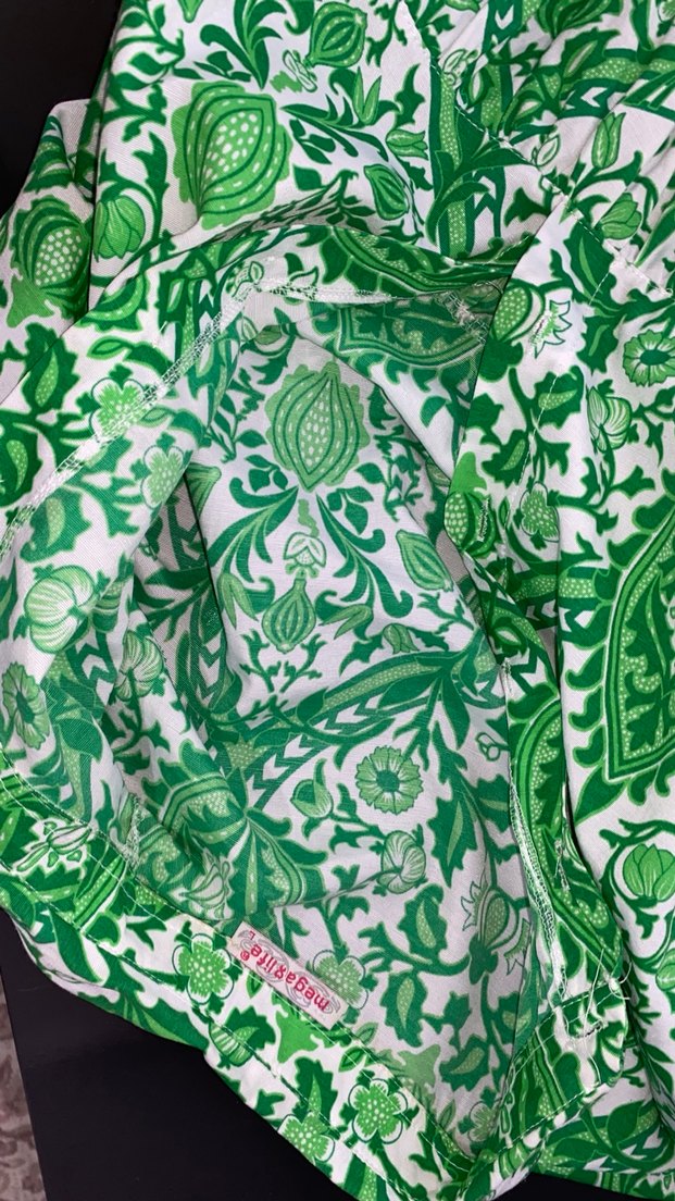 Yeşil Desenli Bohem keten Tunik - Görsel 3