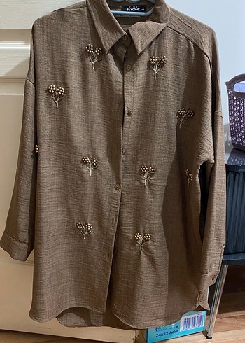 Nakışlı Uzun Kollu Kadın Gömlek - Görsel 2