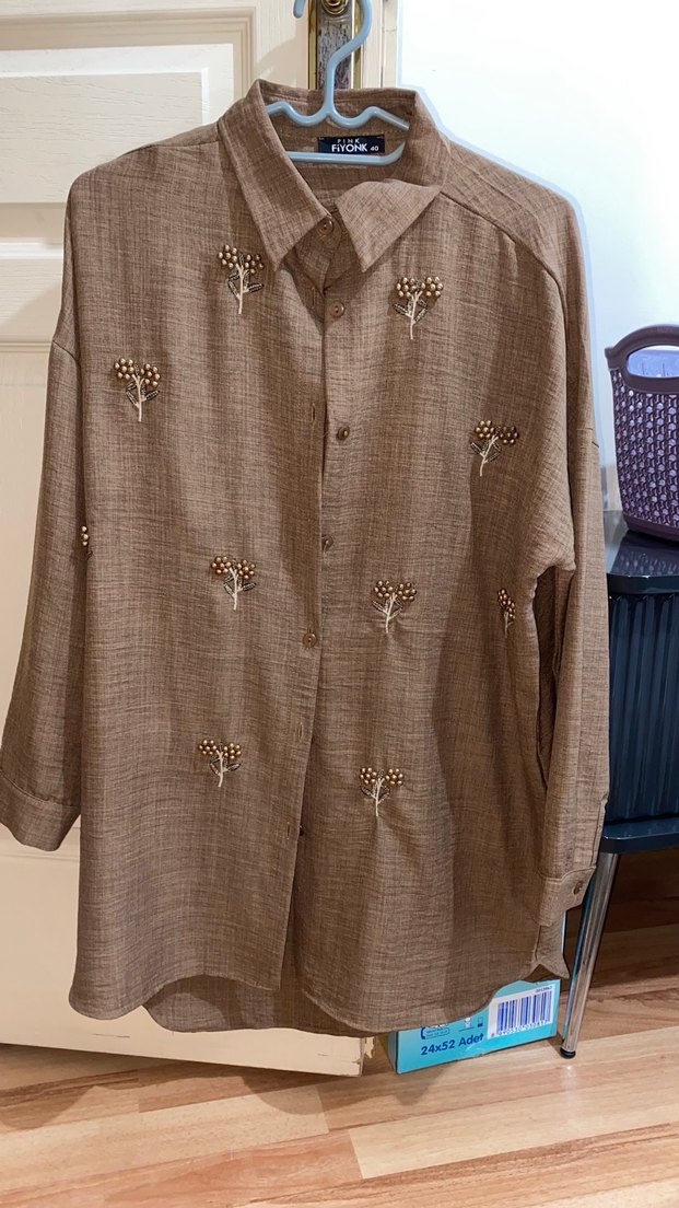 Nakışlı Uzun Kollu  Kadın Gömlek - Görsel 3