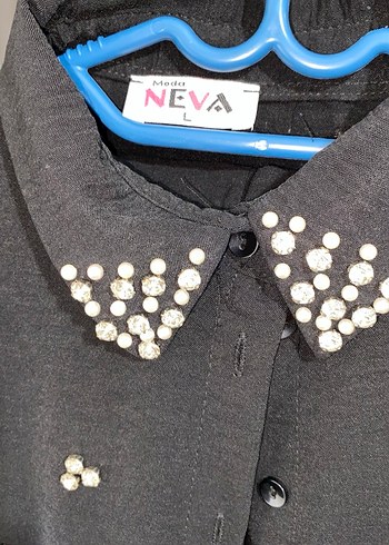 Düğmeli Siyah Uzun Kollu tunik ve pantolon - Görsel 3