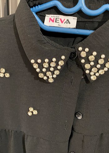 Düğmeli Siyah Uzun Kollu tunik ve pantolon - Görsel 4