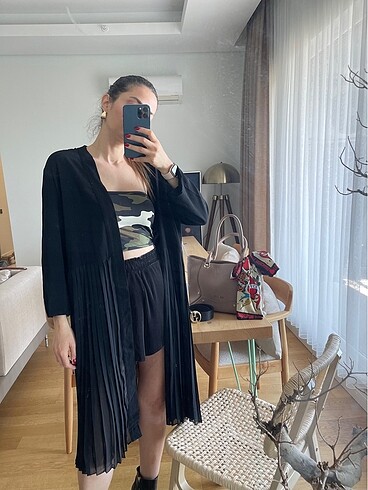 s Beden Zara Kumaş Pileli Ceket