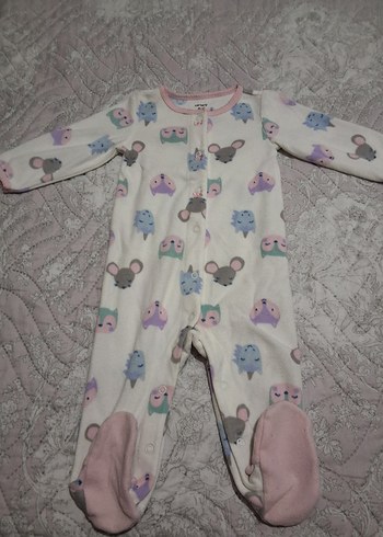 Carter's Beyaz Desenli Kız Bebek Polar Tulum