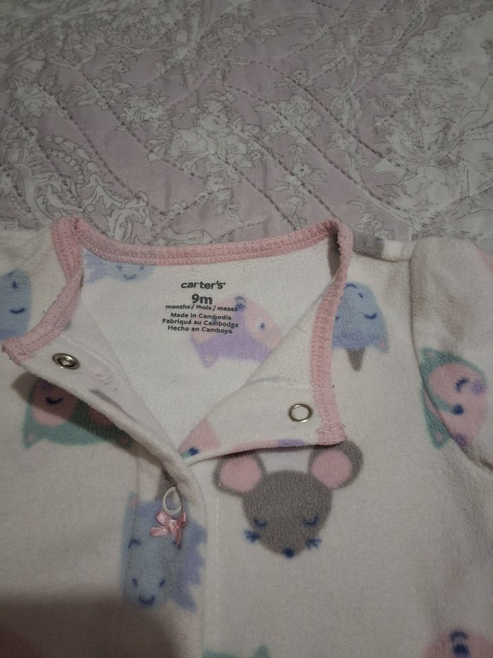 Carter's Beyaz Desenli Kız Bebek Polar Tulum - Görsel 2