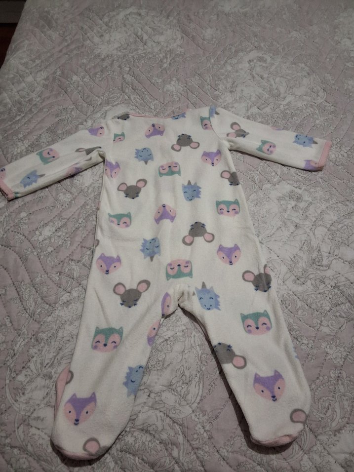 Carter's Beyaz Desenli Kız Bebek Polar Tulum - Görsel 4