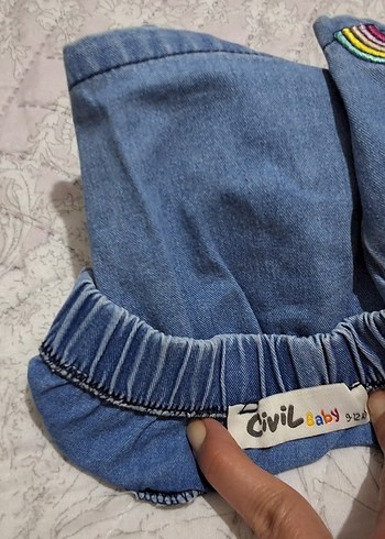 9-12 Ay Beden Civil dondurma ve bulut Nakışlı Renkli Kız Eteği 9-12 ay