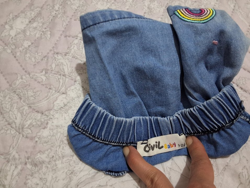 Civil dondurma ve bulut Nakışlı Renkli Kız Eteği 9-12 ay - Görsel 3