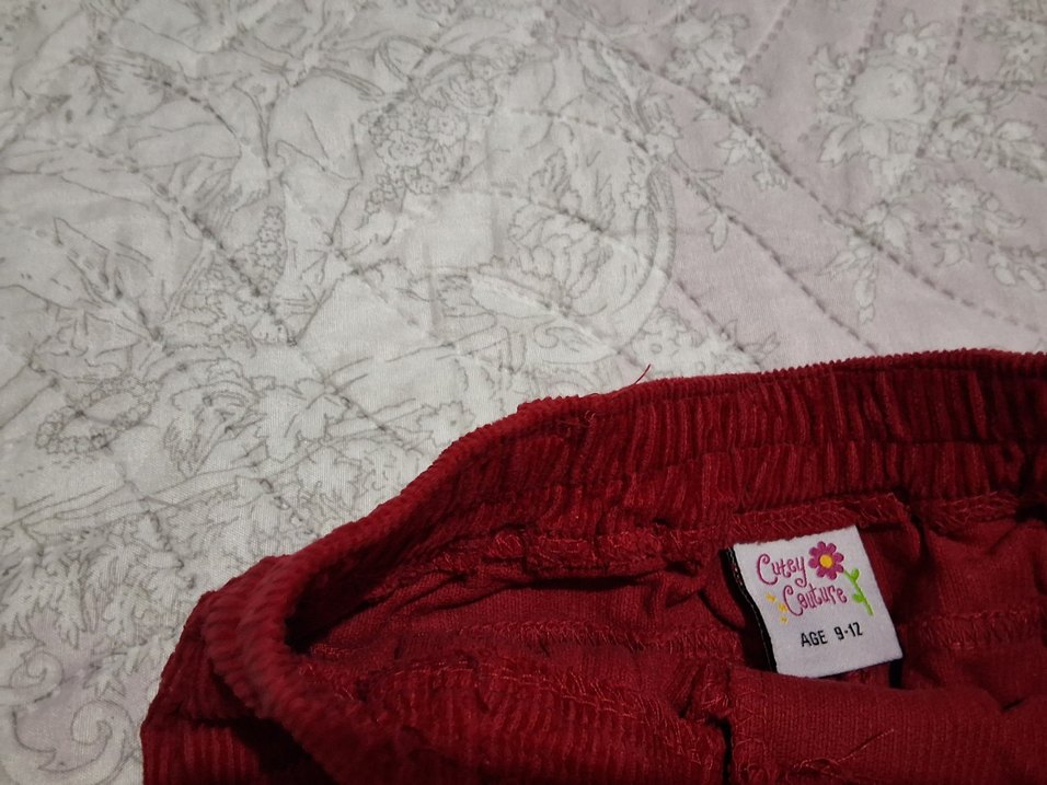 Nakışlı Kız Çocuk Kırmızı Kadife Pantolon - Görsel 2