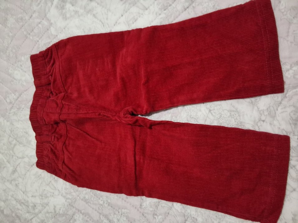 Nakışlı Kız Çocuk Kırmızı Kadife Pantolon - Görsel 3
