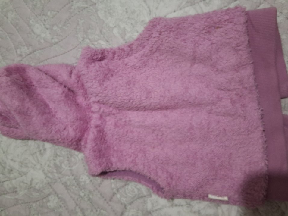 Mor Kapüşonlu Peluş Kız Yeleği - Görsel 3