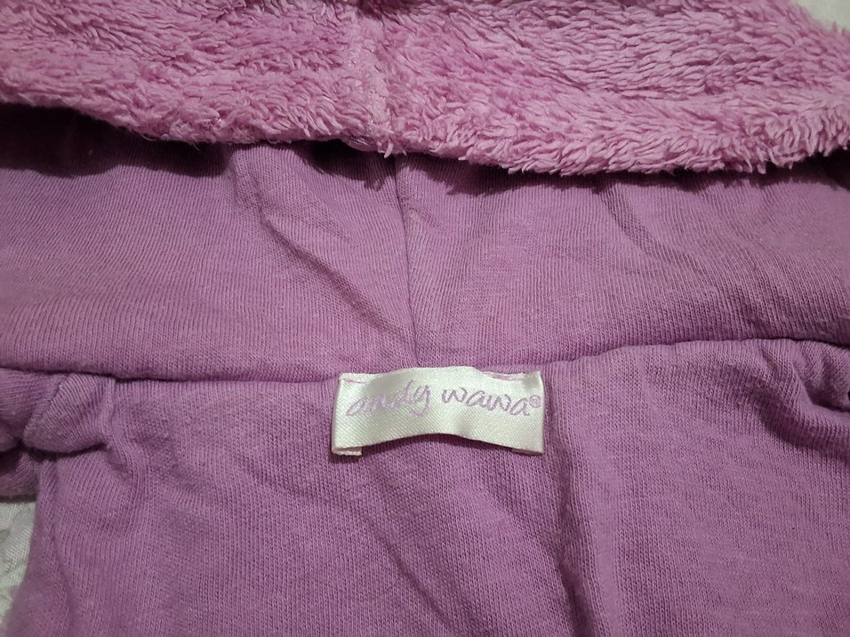Mor Kapüşonlu Peluş Kız Yeleği - Görsel 2