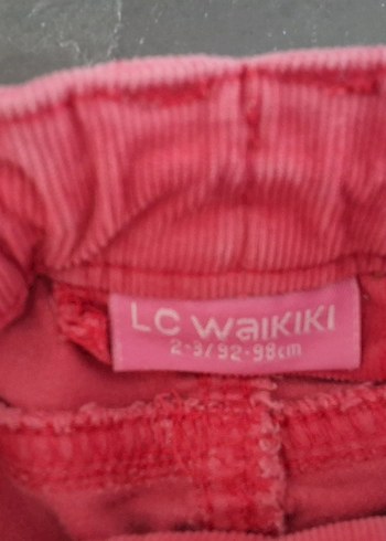 Pembe Kız Çocuk Düğmeli Pantolon(ince fitili kadife) - Görsel 2