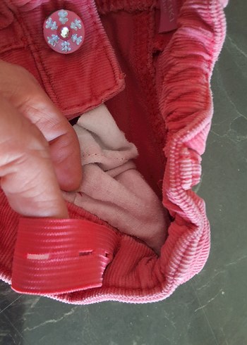 Pembe Kız Çocuk Düğmeli Pantolon(ince fitili kadife) - Görsel 4