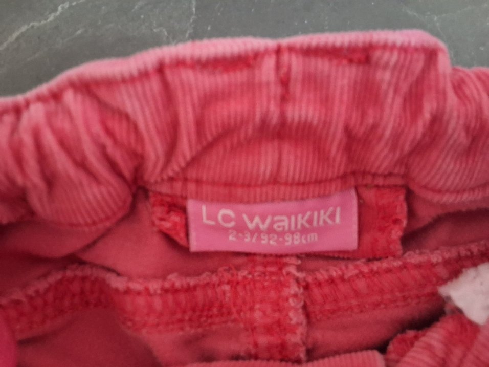 Pembe Kız Çocuk Düğmeli Pantolon(ince fitili kadife) - Görsel 2