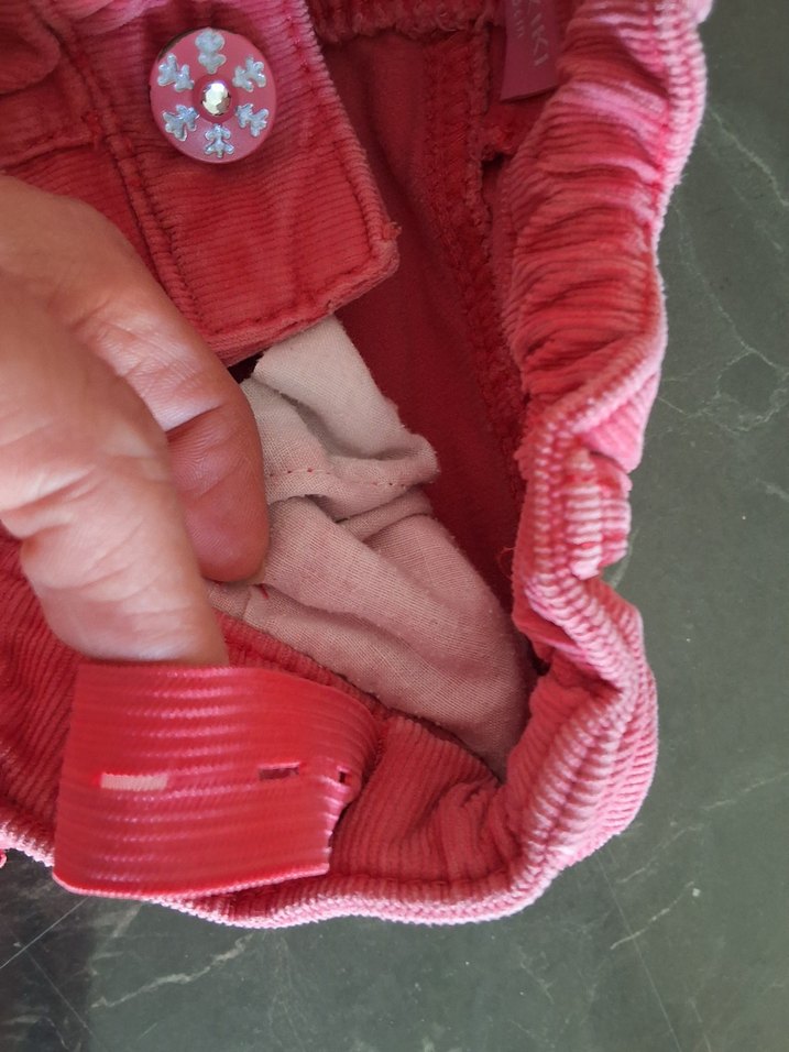 Pembe Kız Çocuk Düğmeli Pantolon(ince fitili kadife) - Görsel 4