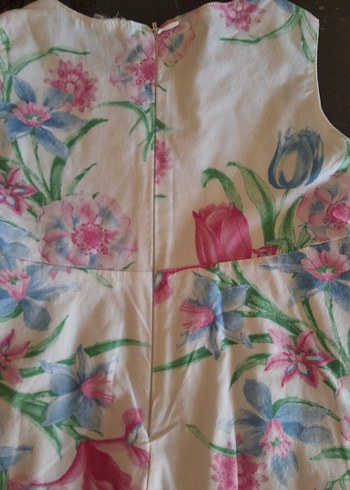 Kız Çocuk Çiçek Desenli Kolsuz Elbise - Görsel 4