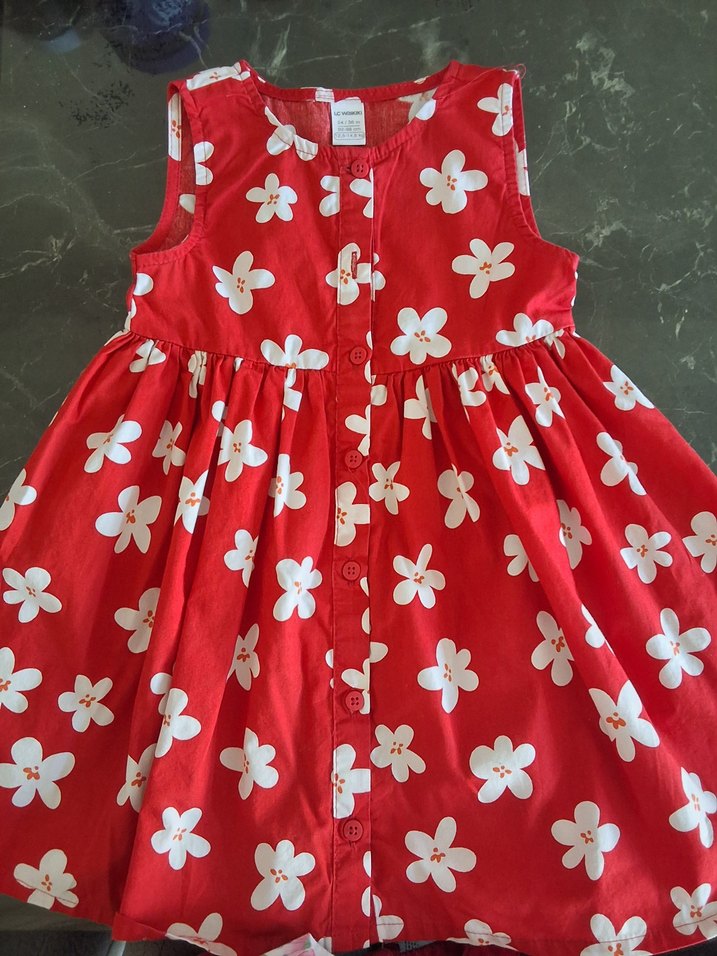 LC Waikiki Kırmızı Desenli Kız Çocuk Elbisesi - Görsel 3