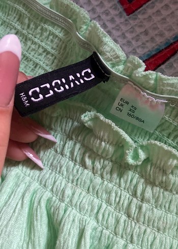 H&M yeşil üst yeni balon kollu