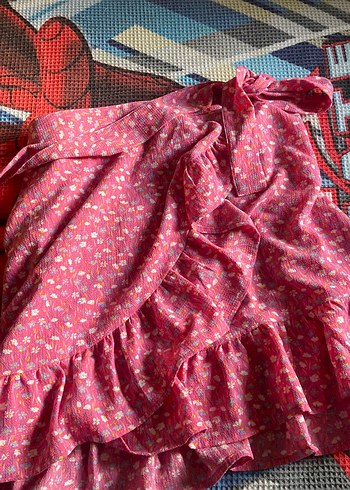 Pembe Fırfırlı Midi Mini Etek yurt dışı ürün - Görsel 5