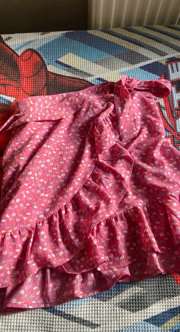 Pembe Fırfırlı Midi Mini Etek yurt dışı ürün - Görsel 5