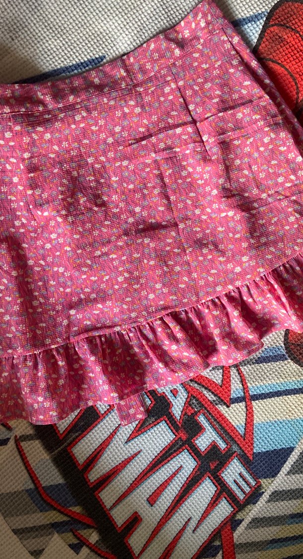 Pembe Fırfırlı Midi Mini Etek yurt dışı ürün - Görsel 3