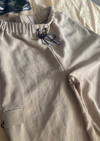 Bej Rahat Kesim Keten Kadın Pantolon - Görsel 2