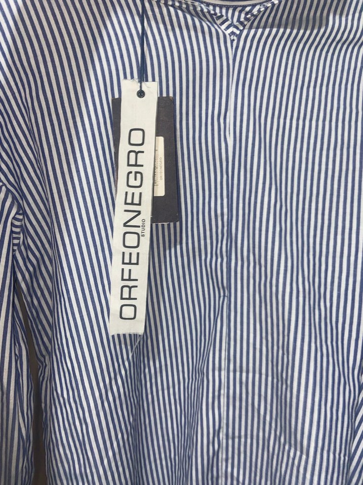 Mavi Çizgili Düğmeli Kadın gömlek sıfır - Görsel 5