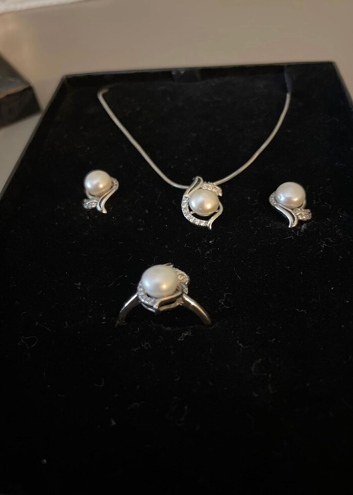 GÜMÜŞ İNCİLİ SET - Görsel 2