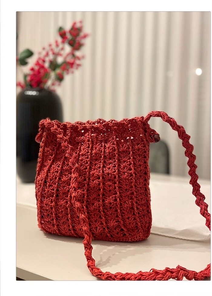 EL İŞÇİLİĞİ ÇANTA KIRMIZI - Görsel 2