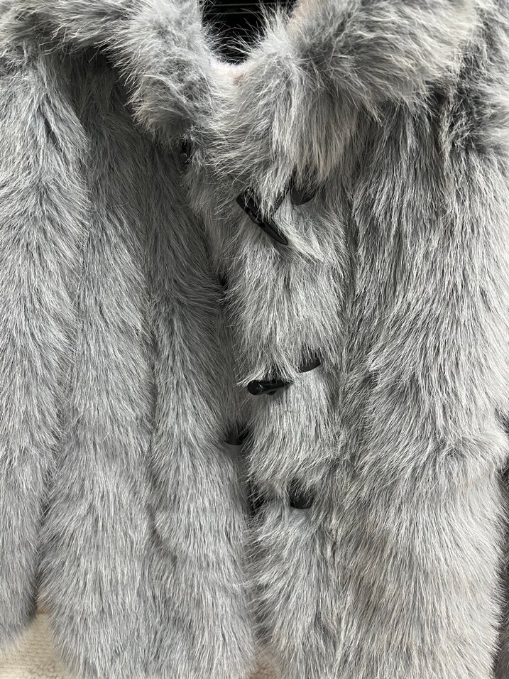 Gri Kadın Suni Kürk Midi Ceket - Görsel 2