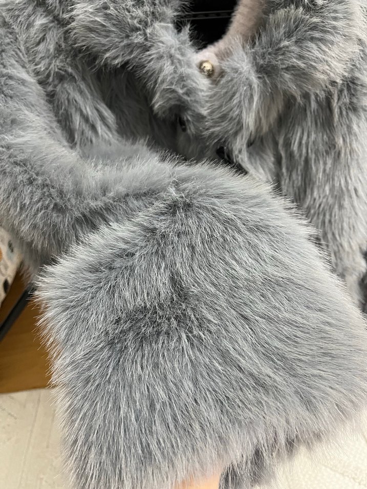 Gri Kadın Suni Kürk Midi Ceket - Görsel 3