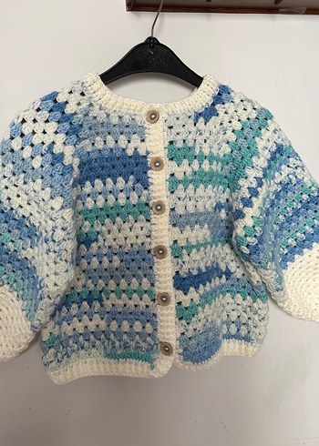 Çocuk Çok Renkli Örgü Hırka - Görsel 2