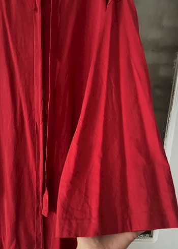 Manuka Kırmızı pamuklu uzun elbise - Görsel 3