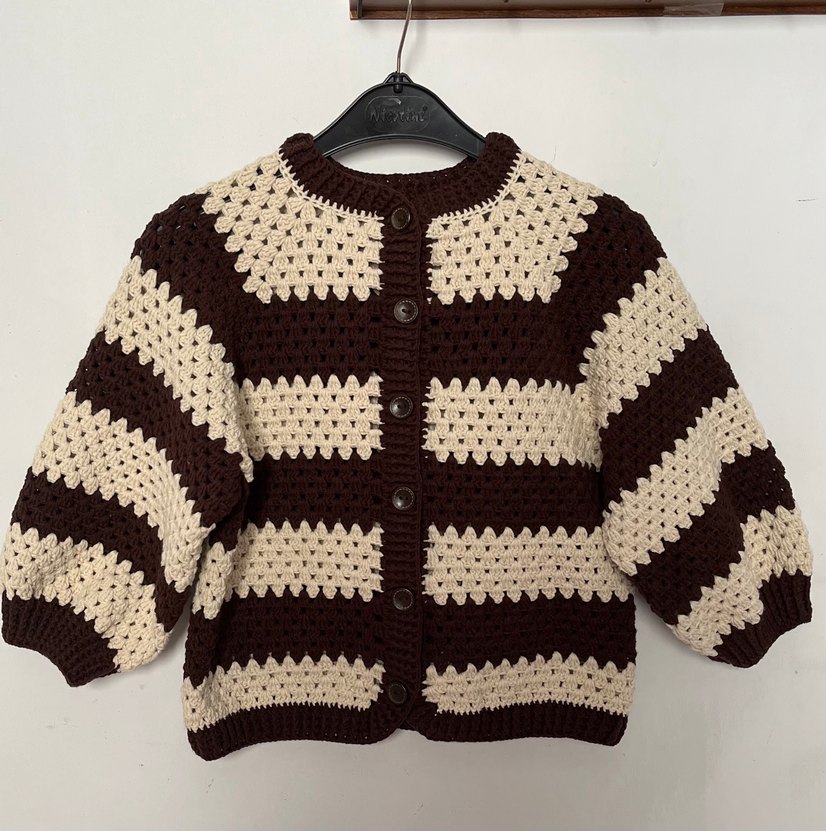 Kahverengi Bohem unisex Örgü Hırka el emeği hiçkullanılmadı yeni - Görsel 2